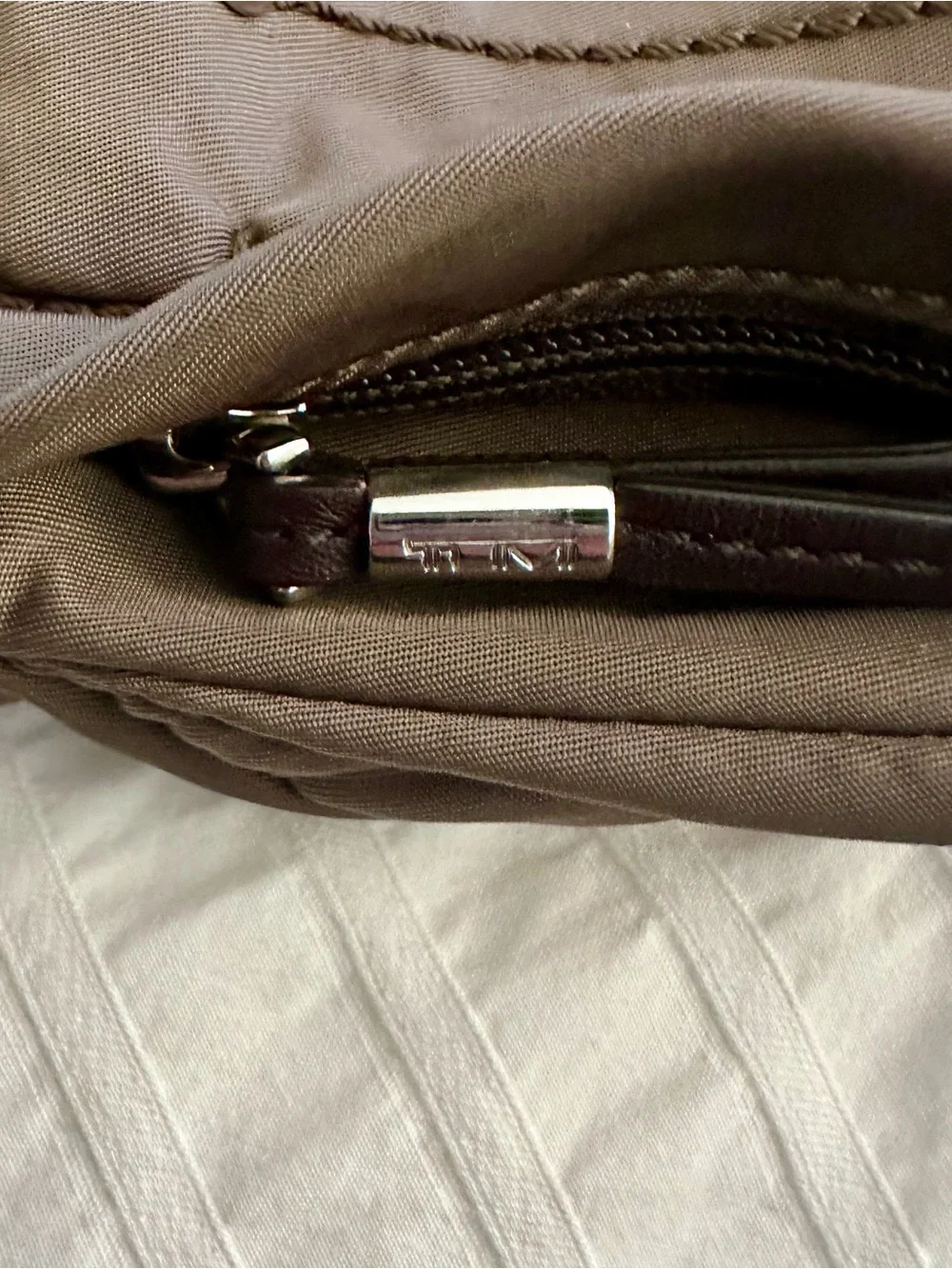Tumi Voyageur Sumatra Crossbody Bag Mushroom Grey Brown Travel Messenger Nylon